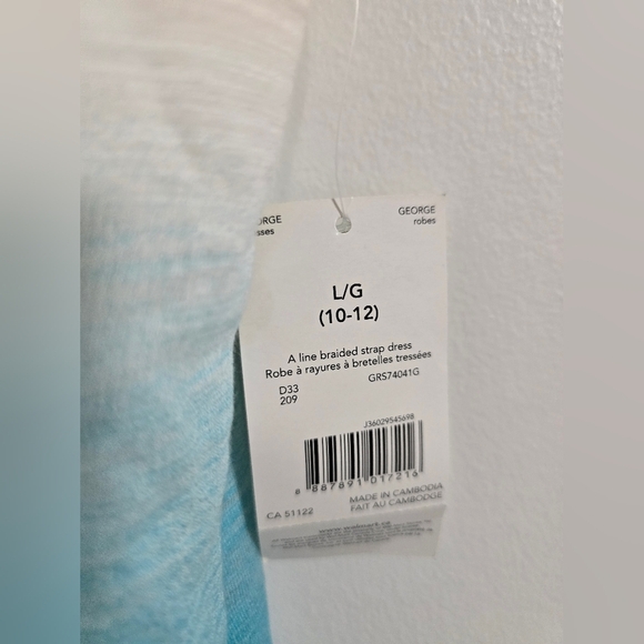 Girls Ombre Aqua Blue White Spagetti Straps Dress Size 10 L 12 - Picture 3 of 5